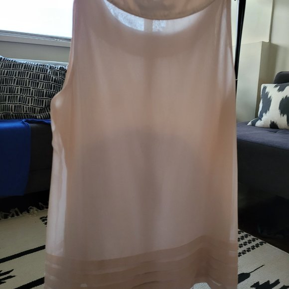 Blush pink lined chiffon sleeveless top blouse cami shirt size small - Picture 7 of 7